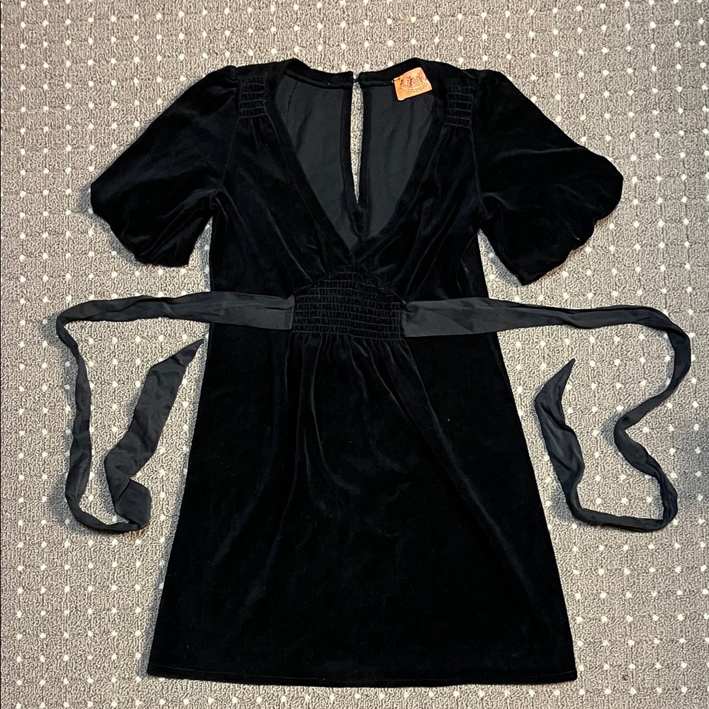 Vintage Juicy Couture black velvet mini dress | size S